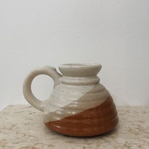 Boho Speckled Tan Brown Ceramic Handled Vase